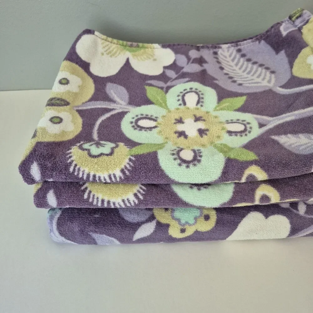 Peri Home Purple Yellow Floral 4 Piece Soft Bath and Hand Towels Set